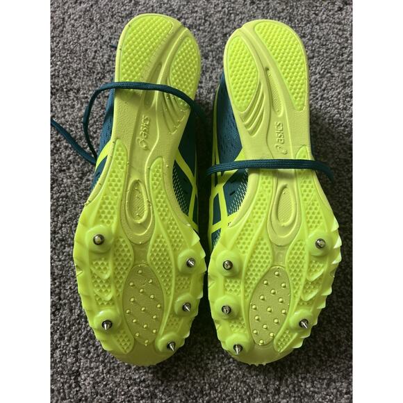 Size 8.5 - ASICS Gun Lap 2 Velvet Pine Safety Yellow Track Shoes - Picture 3 of 5